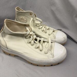Converse High-Top Sneakers in Cream and White